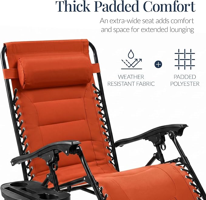 Best Choice Products Oversized Padded Zero Gravity Chair, Folding Outdoor Patio - Image 4