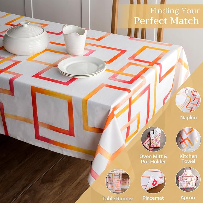 Maison d' Hermine Table Cloth Rectangle Table 100% Cotton 60 x 120 Inches Tablecloth Reusable Decorative for Dining Room, Farmhouse, Home, Party, Festive & Wedding Spring Summer - Summer Maze