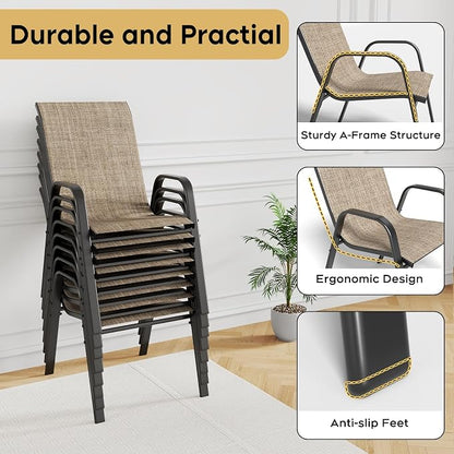 Patio Dining Chairs Set of 8 Outdoor Stackable Dining Chairs - Image 7