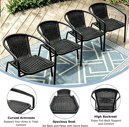 8 Stackable Wicker Patio Chairs, Weather-Resistant Outdoor Seating - Image 6