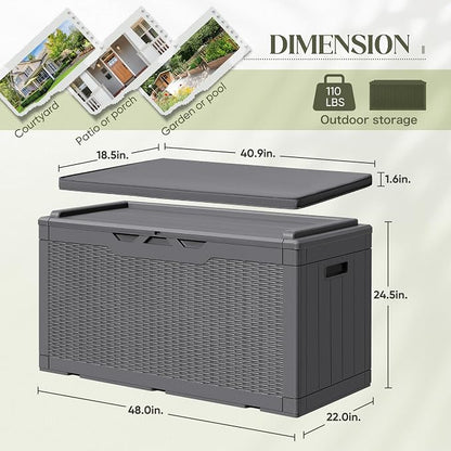 Greesum 100 Gallon Resin Deck Box Large Outdoor Storage - Image 7