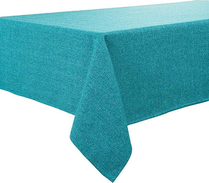 BALCONY & FALCON Rectangle Tablecloth Washable Wrinkle Resistant and Water Proof Table Cloth Decorative Linen Fabric Tablecloths for Dining Party Kitchen Wedding Outdoor Use (Lake Blue, 47x63)