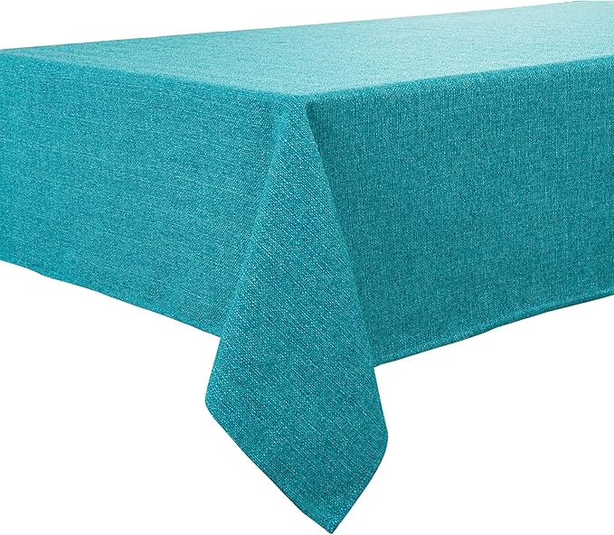 BALCONY & FALCON Square Tablecloth Washable Wrinkle Resistant and Water Proof Table Cloth Decorative Linen Fabric Tablecloths for Dining Party Kitchen Wedding Outdoor Use (Lake Blue, 47x47)