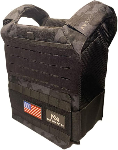 Northgym Adjustable Weighted Vest/Incl. 3D Weight Plates in 14lbs / 20lbs/ 30lbs/ 42.5lbs - Optimized Weight Distribution and with Curved Plates for Running, Functional Training and Working Out