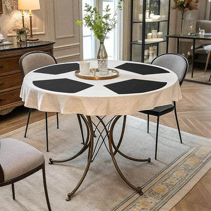 Homaxy Round Table Placemats Set of 6, Washable Wedge Shaped Faux Leather Table Mats, Wipeable Kitchen Dinner Place Mats for Indoor Outdoor, Black