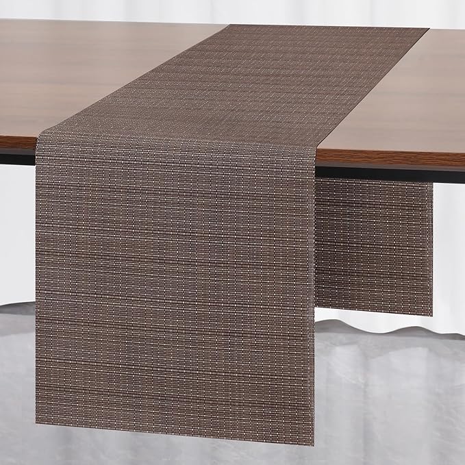 Myir JUN Table Runner, Vinyl Table Runner Indoor Arbitrarily Cropped Runner for Table Heatproof for Home Party (Coffee, 15 x 94 inch)