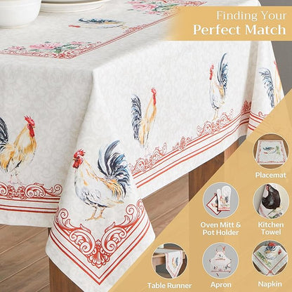 Maison d' Hermine Table Cloth Rectangle Table 100% Cotton 54 x 72 Inches Tablecloth Reusable Decorative Everyday Use for Dining Room, Farmhouse, Home, Party, Festive & Wedding Spring Summer - Campagne