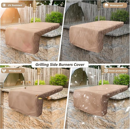 Cover for Blaze Premium LTE Built-in Double Side Burners - 2SBBICV,Heavy Duty 600D Waterproof Outdoor Grill Burner Cover with Plush Lining,Suitable 24''L x 13''W x 11''H,Khaki