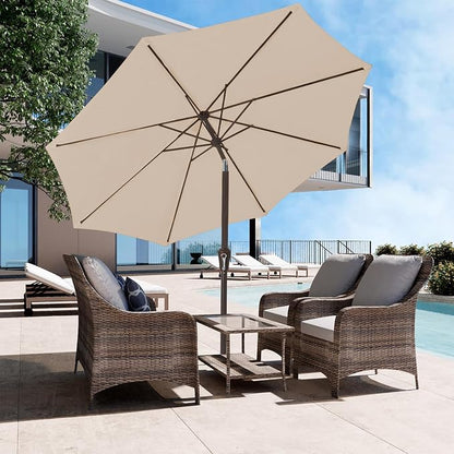 JEAREY 9FT Outdoor Patio Umbrella, Market Umbrella, Cream Beige | Outdoor Table - Image 5