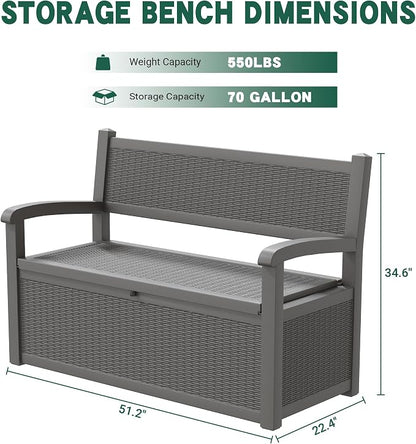 80 Gallon Outdoor Storage Bench, Resin Outside Storage Box - Image 2