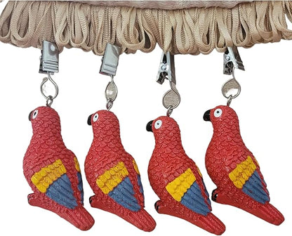 TwoFish Home Set of 4 Red Parrot Resin Tablecloth Weights Clips Red Parrot Handicraft Tablecloth Clamps Pack of 4