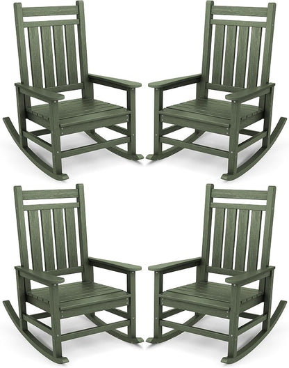 SERWALL Oversized Outdoor Rocking Chair Set of 4, HDPE Rocker by SERWALL