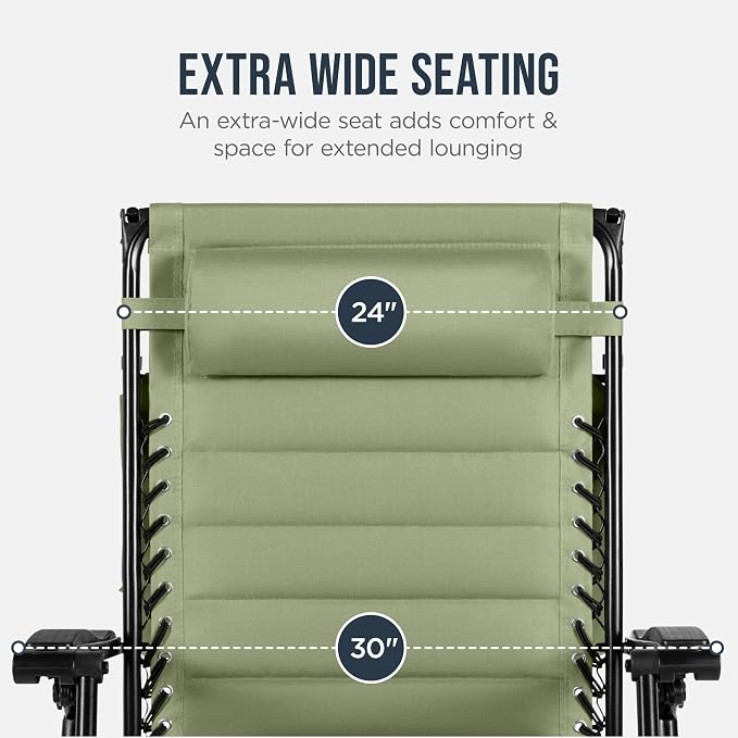 Best Choice Products Oversized Padded Zero Gravity Chair w/Canopy Headrest Cup - Image 5