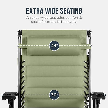 Best Choice Products Oversized Padded Zero Gravity Chair w/Canopy Headrest Cup - Image 5