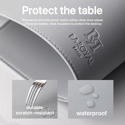Faux Leather Placemats Set of 12 Vinyl Washable Wipeable Table Mats for Kitchen Dining Table Heat Resistant Waterproof Modern Indoor/Outdoor Placemats Non-Slip Easy Clean Place Mats (Gray)