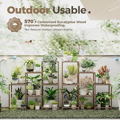 Bamworld 2 Sets of Package Plant Stands Indoor Wood Plant Shelf Outdoor | - Image 2