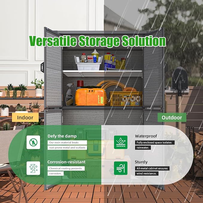 U-MAX 58 Cu.Ft Resin Outdoor Storage Cabinet, Tall Vertical - Image 2