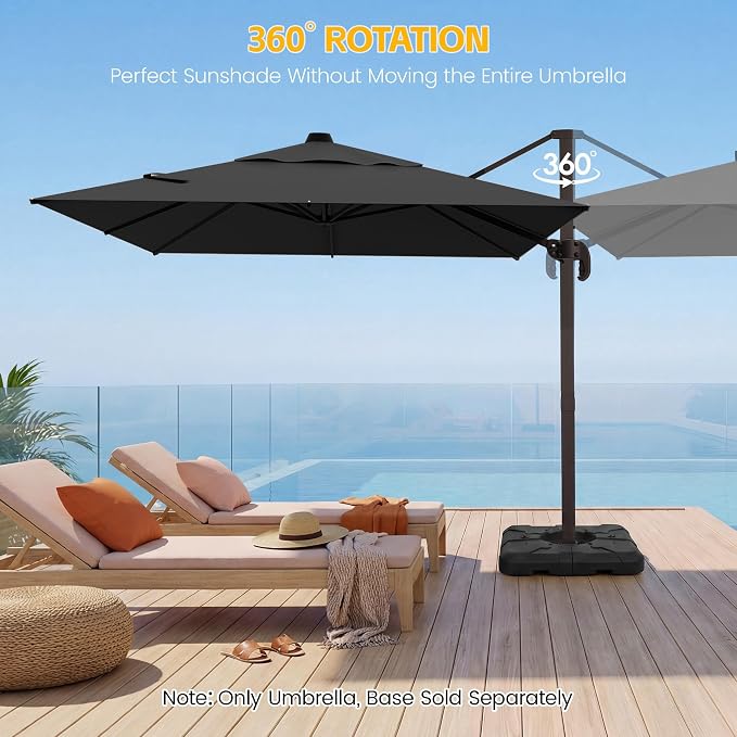 9x12 FT Patio Cantilever Umbrella, Rectangular Heavy Duty Offset Umbrella - Image 4