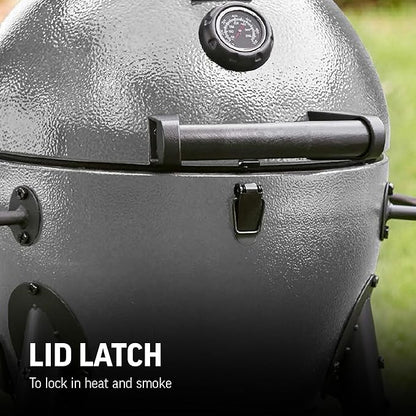 Char-Griller® AKORN® Jr. Portable Kamado Charcoal Grill and Smoker with Cast Iron Grates and Locking Lid with 155 Cooking Square Inches in Ash, Model E86714