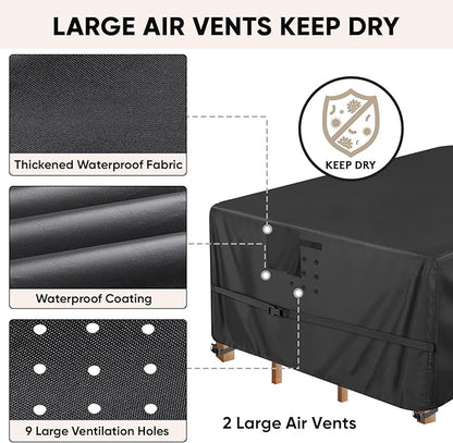 BALEINE Patio Furniture Covers, 108×82 Outdoor Furniture Cover Waterproof, Heavy Duty Oxford Patio Table Cover for Outdoor Table, Chair, Sofa, Desk (Black 108"L×82"W×28"H)