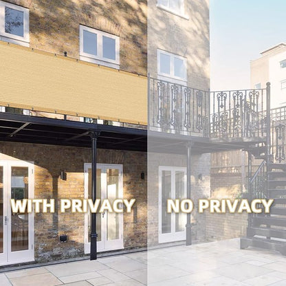 LOVE STORY Balcony Privacy Screen, 3' x16' Sand Deck Shield Screen Fence Cover (HDPE),UV Protection and Weather-Resistant,3 FT Height for Deck, Patio, Backyard, Outdoor Pool, Porch, Railing