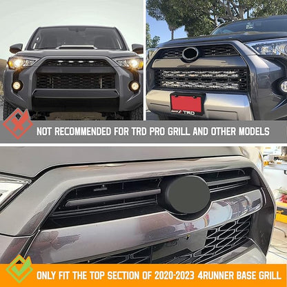 SEVEN SPARTA 4 PCS Grill Led Lights Compatible with Toyota 4Runner 2020-2024, Including SR5, TRD Sport, Off-Road, Premium and Limited Grille, Fuse and Instruction Included (Smoke Shell/White Lights)