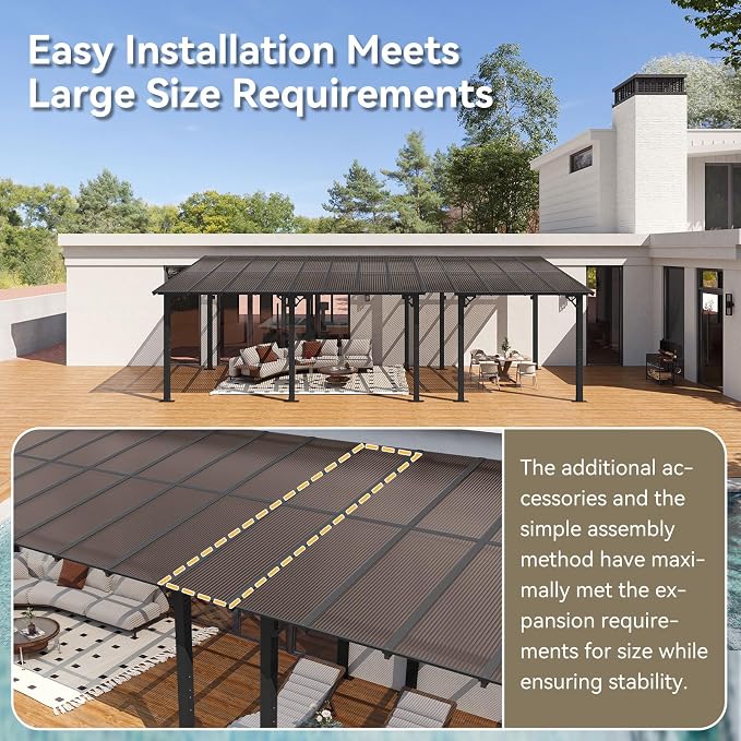 Aoxun 26’x10’ Gazebo for Patio, Gazebo Pergola - Image 3