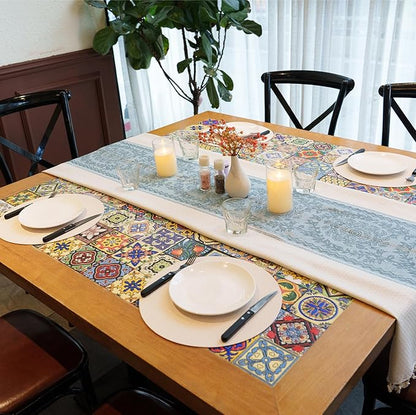 Round Faux Leather Placemats Set of 4 – 13 Inch Vinyl Table Mats, Heat Resistant, Non Slip, Wipeable & Washable, Easy to Clean Dining Table Decor for Kitchen & Dining Room（Ivory White）