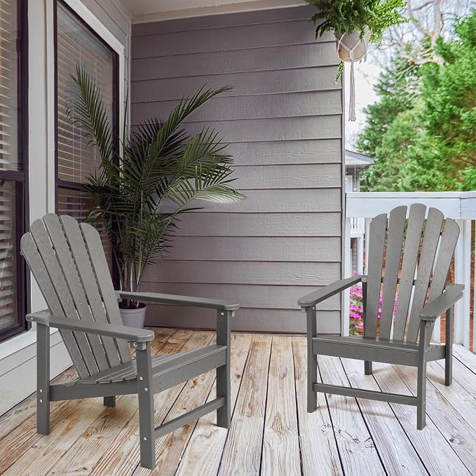 Oversized Stackable Adirondack Chair Set of 2, HDPE Fire Pit Chair | All-Weather - Image 2