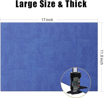 Homaxy Faux Leather Heat Resistant Placemats for Dining Table Set of 4, Waterproof Wipeable Washable PU Table Mats, Easy to Clean Anti-Slip Place Mats, 11.8" x 17", Sea Blue