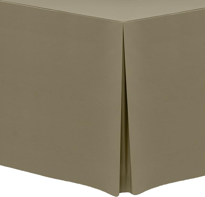 Ultimate Textile -10 Pack- 5 ft. Fitted Polyester Tablecloth - Fits 30 x 60-Inch Banquet and Folding Rectangular Tables - 42" H, Cafe Khaki
