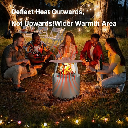 Heat Deflector for Solo Stove Yukon 27", 304 Stainless Steel Heat Diffuser with Handle & Legs,Heat Radiation for Wider Warmth Area, Compatible with Yukon 27" Outdoor Fire Pits, for Camping,Backyard