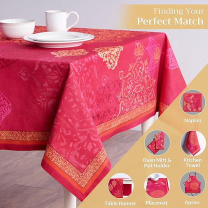 Maison d' Hermine Table Cloth Rectangle Table 100% Cotton 70 x 120 Inches Fall Tablecloth Reusable Everyday Use for Thanksgiving Christmas Decorations Dining Farmhouse Party (Versailles)