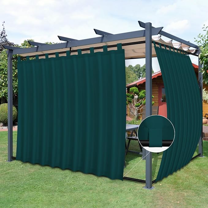 Easy-Going Outdoor Patio Curtains 2 Panels, 110x108 inch, Teal | Privacy by Easy-Going