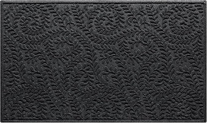 WaterHog Indoor/Outdoor Use Door Mat, 3' x 5', Made in USA, Welcome Mat for Front Door, Durable, Water-Trapping Floor Rug, Decorative, Skid-Resistant Entryway Rug, Boxwood Collection, Charcoal