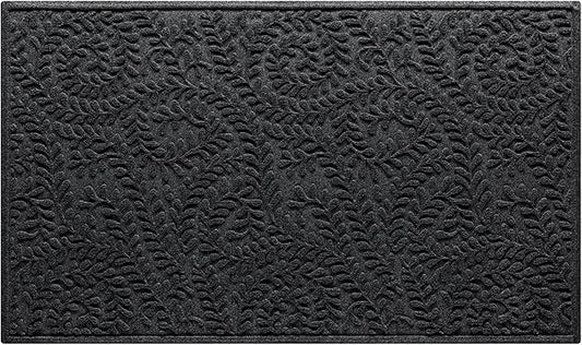 WaterHog Indoor/Outdoor Use Door Mat, 3' x 5', Made in USA, Welcome Mat for Front Door, Durable, Water-Trapping Floor Rug, Decorative, Skid-Resistant Entryway Rug, Boxwood Collection, Charcoal