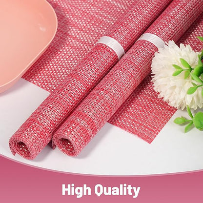 Placemats Set of 12，Christmas Decoration Non-Slip PVC Weave Table Mats Easy to Clean，Heat Resistant Place Mats for Kitchen Dining Table Decoration Indoor Outdoor，Red