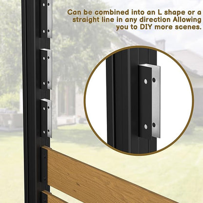 MUPATER 49'' H×78'' W Outdoor Fence Privacy Screen, No Dig Wooden Privacy Screen for Hard Ground and Soil, 2 Way to Use, Aluminum Post, Privacy Fence Panel, Air Conditioner Fence,Natural (2 Panels)