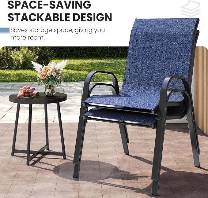 Patio Dining Chairs Set of 4, Outdoor Stackable Dining Chairs High Back - Image 3