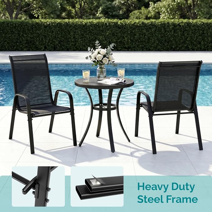 MAMIZO Patio Dining Chairs, Stackable Textilene Chair Set of 4, - Image 4