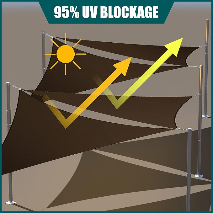 Royal Shade 6' x 12' x 13.4' Brown Triangle Waterproof Sun Shade Sail Order to - Image 3