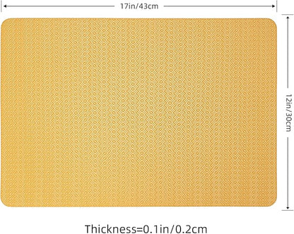 Faux Leather Placemats Set of 6 – 17x12 Inch Vinyl Table Mats, Heat Resistant, Non Slip, Wipeable & Washable, Easy to Clean Dining Table Decor for Kitchen & Dining Room（Golden Yellow）