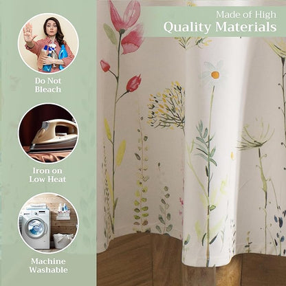 Maison d' Hermine Table Cloth Round Table 100% Cotton 69 Inches Tablecloth Reusable Decorative Everyday Use for Dining Room, Farmhouse, Home, Party, Festive & Wedding Spring Summer - Botanical Fresh