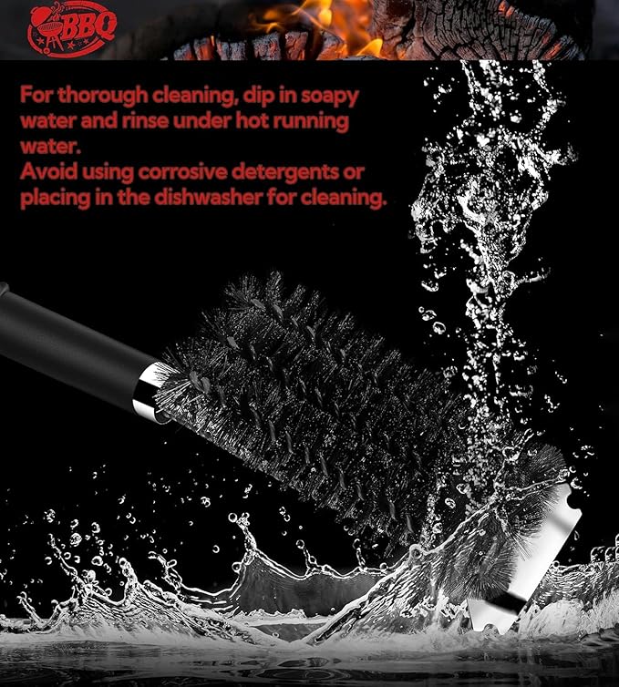 TNTOR Grill Brush with Scraper, 18" Adjustable Handle BBQ Grill Brush for Outdoor Grill, Extra Strong Grill Cleaner Accessories for Grill/Smoker/Gas/Charcoal Grill Cleaning-Gifts for Grill Wizard/Dad