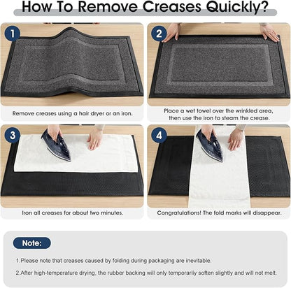 Front Door Mat Outside Entrance Indoor Doormat, 31" x 20" Outdoor Mats for Patio Waterproof, Outdoor Door Mats for Outside Entry, Indoor Rugs for Entryway, Sturdy Natural Rubber Entry Mat, Grey