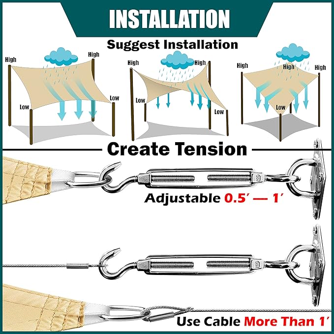 Royal Shade 10' x 18' x 20.6' Yellow Triangle Waterproof Sun Shade Sail Order - Image 6