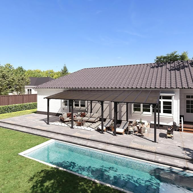 Aoxun 26’x10’ Gazebo with Aluminum Frame & Polycarbonate Panel, Outdoor Patio by Aoxun