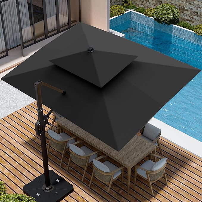 9' X 12' Cantilever Patio Umbrella Double Top Outdoor Umbrellas | Heavy Duty - Image 3