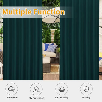 Easy-Going Outdoor Patio Curtains 2 Panels, 54x120 inch, Teal | Privacy - Image 5