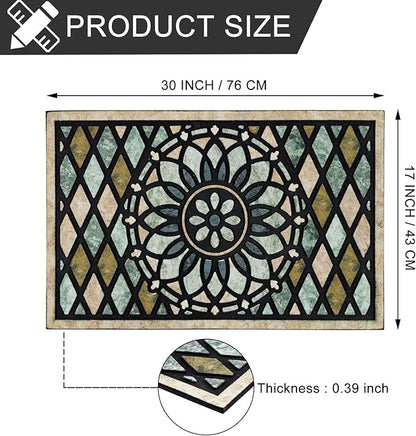 CHICHIC Welcome Door Mat 17x 30 Inch Front Doormat Outdoors for Home Entrance Outdoors Mat for Outside Entry Way Doormat Entry Rugs, Heavy Duty Non Slip Rubber Back Low Profile, Flower